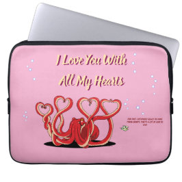 Capa Para Notebook Corações de Octopus do dia de os namorados
