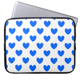 Capa Para Notebook Corações de polca azul em branco