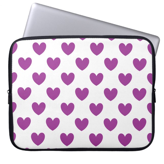 Capa Para Notebook Corações de polca roxa em branco (Frente)