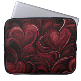 CAPA PARA NOTEBOOK CORAÇÕES DE SÃO VALENTIM ORNADOS VERMELHO ESCURO