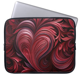 CAPA PARA NOTEBOOK CORAÇÕES DE SÃO VALENTIM ORNADOS VERMELHO ESCURO