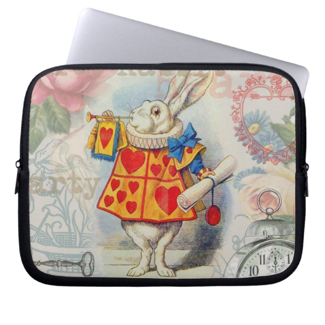 Capa Para Notebook Corações do Coelho Branco Alice Clássico (Frente)
