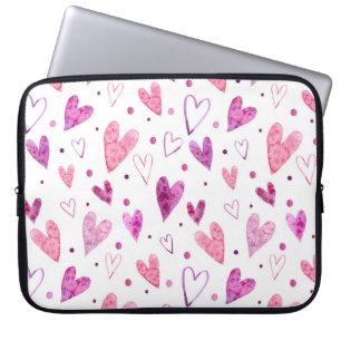 Capa Para Notebook Corações e Bolinhas cor-de-rosa: Delícia Romântica
