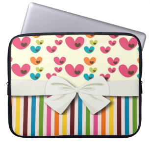 Capa Para Notebook corações e listras de amor namorados retrô