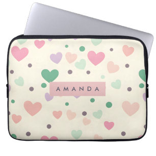 Capa Para Notebook Corações e Pontos Pastel Kawaii Personalizados