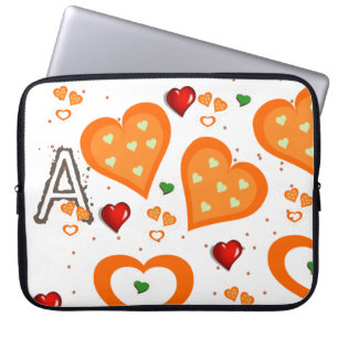 Capa Para Notebook Corações Laranja Bolsa de laptop