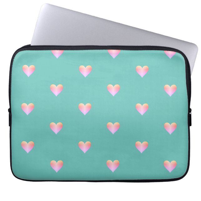 Capa Para Notebook Corações Padrão Simples Cor-de-Rosa (Frente)