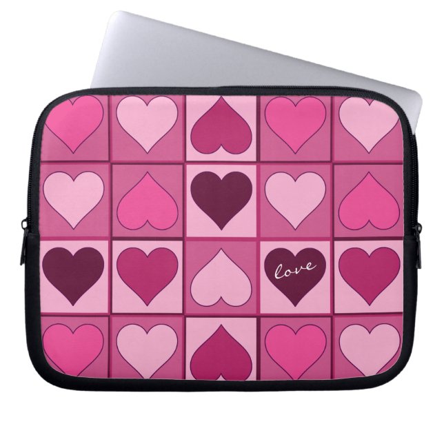 Capa Para Notebook Corações Rosa Gráficos Românticos Para Cima e Para (Frente)