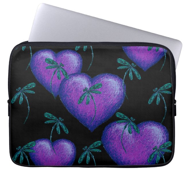 Capa Para Notebook Corações Roxos e Dragões (Frente)