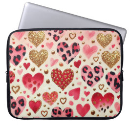 CAPA PARA NOTEBOOK CORAÇÕES VERMELHOS ROSA E DOURADOS DO DIA DOS NAMO