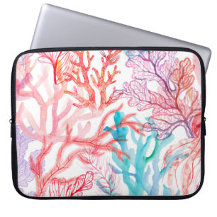 Capa Para Notebook Corais de aquarela. Padrão sem costura com a parte