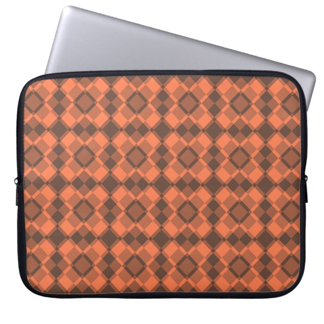 Capa Para Notebook Coral Brown Checker Argyle Pattern (Frente)