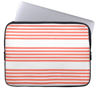 Capa Para Notebook Coral vivo e padrão branco de cinco faixas