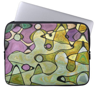 Capa Para Notebook Cores verde roxo cobrem redemoinhos abstratos