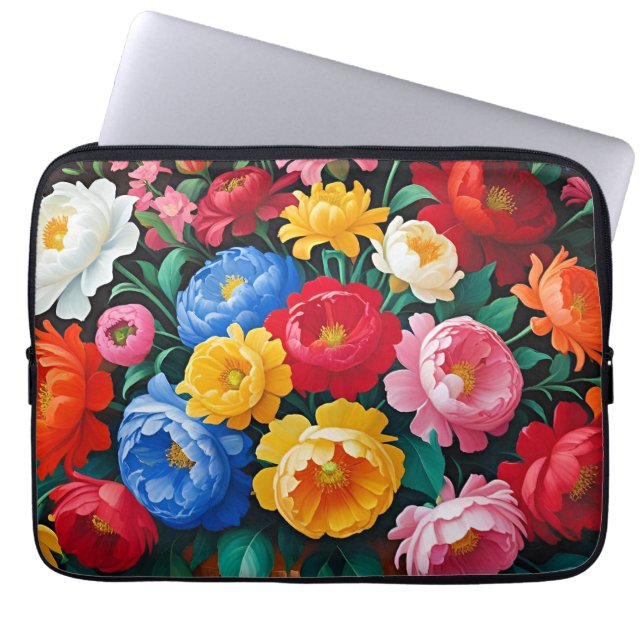 Capa Para Notebook Cores vibrantes, flores impressionantes, (Frente)