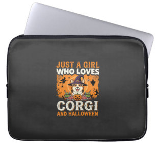 Capa Para Notebook Corgi Halloween Bruxa Menina Horror Vintage