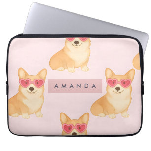 Capa Para Notebook Corgi Kawaii Personalizado com Óculos de Sol de Co