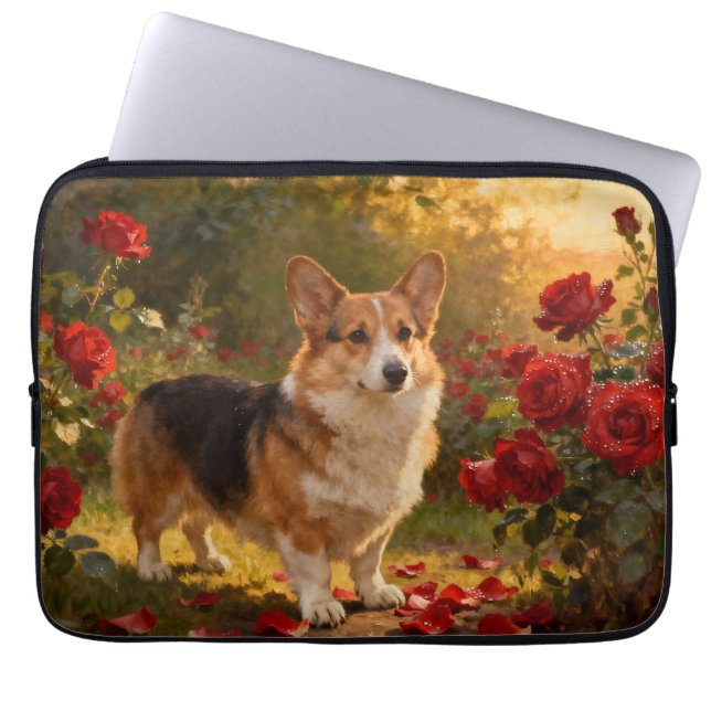 Capa Para Notebook Corgi nas Rosas V (Frente)