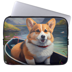 Capa Para Notebook Corgi num Caiaque: Uma Aventura Cênica