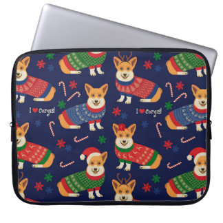 Capa Para Notebook Corgis de Natal: Ilustração Vintage Festiva.