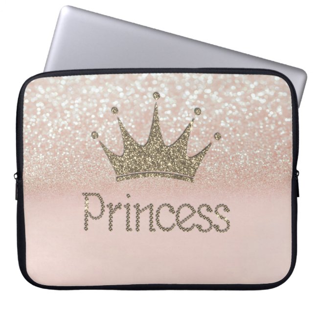 Capa Para Notebook Coroa Princesa Charming Chic, Bokeh Brilhante (Frente)