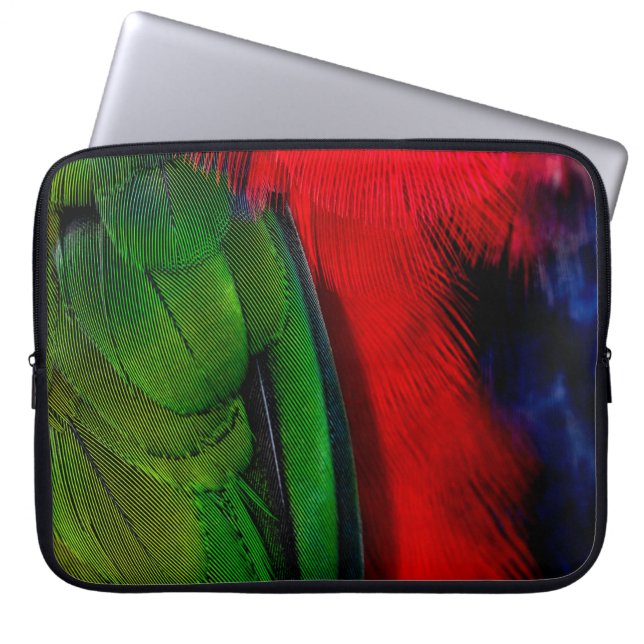 Capa Para Notebook Coroa verde e vermelha de pássaros (Frente)