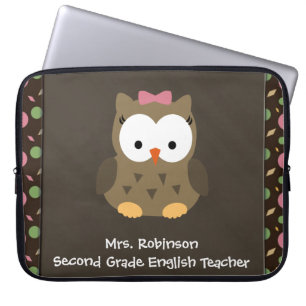 Capa Para Notebook Coruja bonito do bebé, cor-de-rosa/verde/Brown