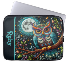 Capa Para Notebook Coruja Caprichosa Falsa Bordado