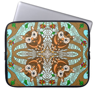 Capa Para Notebook Coruja de Arte Desenhada Mão Mandala 