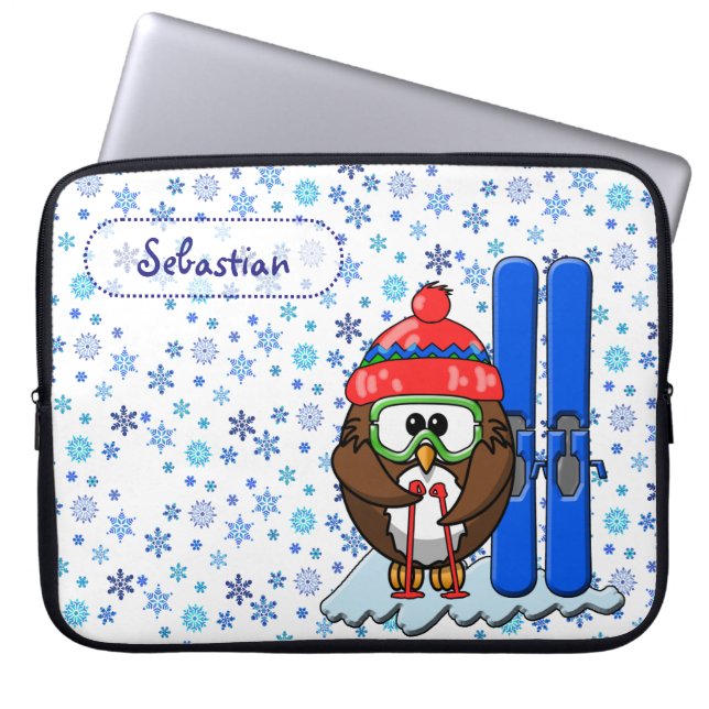 Capa Para Notebook coruja esquiadora (Frente)
