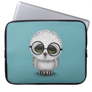 Capa Para Notebook Coruja nevado do bebê bonito que veste vidros no