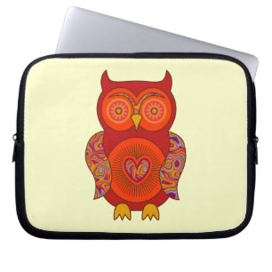 Capa Para Notebook Coruja psicadélico vermelha