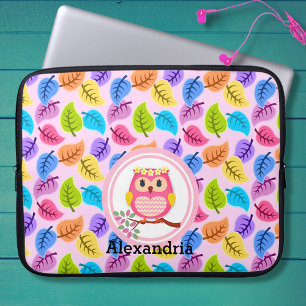 Capa Para Notebook Coruja rosa-branca
