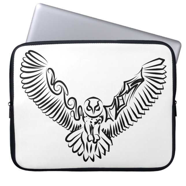 Capa Para Notebook Coruja voadora branca e negra (Frente)