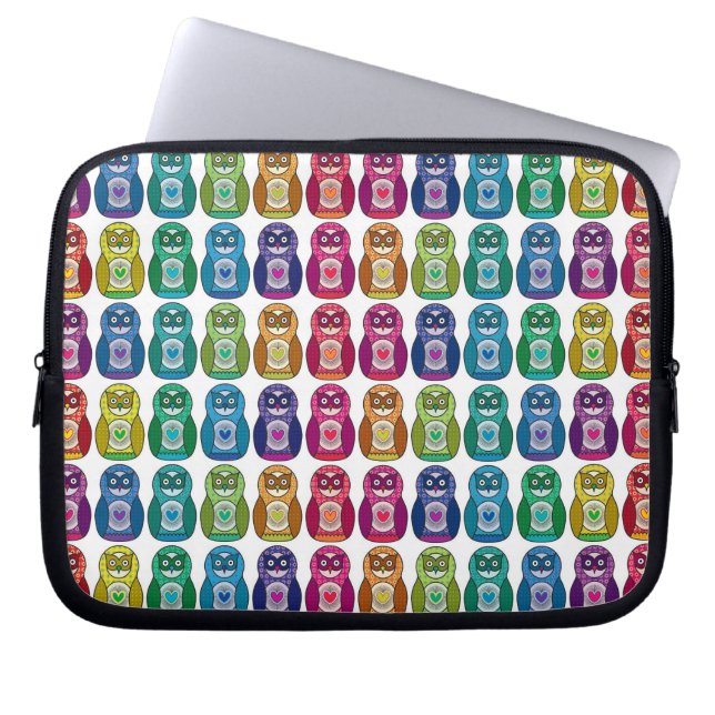 Capa Para Notebook Corujas bonitos de Matryoshka do arco-íris (Frente)