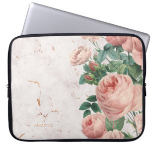 Capa Para Notebook Costume de mármore floral dos rosas cor-de-rosa d