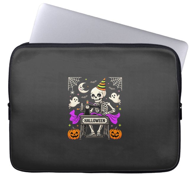 Capa Para Notebook Costura de Halloween Esqueleto Fantasma Assustador (Frente)