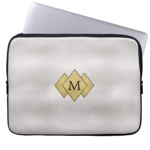 Capa Para Notebook Couro Branco Clássico Personalizado Faux