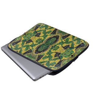 Capa Para Notebook Couro de Dragão Crocodilo Jacaré Amarelo Verde