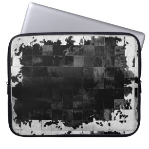 Capa Para Notebook Couro de Vaca Preto e Branco Country Western