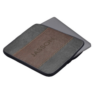 Capa Para Notebook Couro masculino de Brown e de cinzas