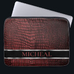 Capa Para Notebook Couro Preto Personalizado<br><div class="desc">Luva para Laptop. Apresentando um Design personalizado de couro vermelho escuro pronto para você personalizar. ✔ NOTA: APENAS MUDE AS ÁREAS MODELO NECESSÁRIAS! 😀 Se necessário, você pode remover o texto e começar a adicionar o texto e a fonte que quiser. 📌 Se você precisar de mais personalização, clique no...</div>