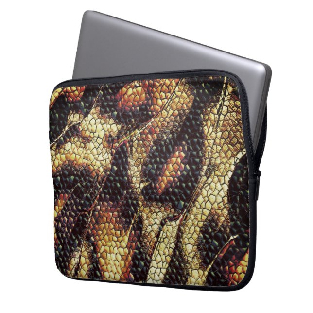 Capa Para Notebook Couro réptil com manchas amareladas e castanhas? (Frente Esquerda)