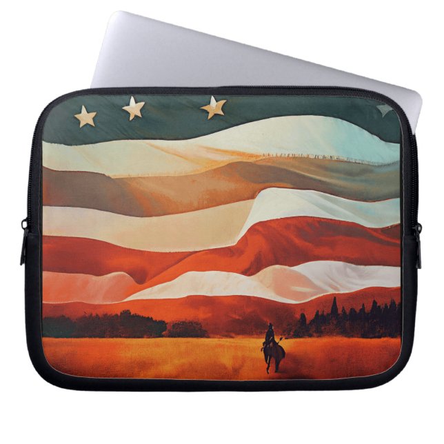 Capa Para Notebook Cowboy indo para o Bandeira Sunset (Frente)