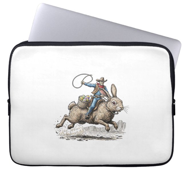 Capa Para Notebook Cowboy Riding Easter Bunny Western Howdy Easter Fu (Frente)