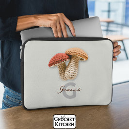 Capa Para Notebook Cozy Cottagecore Crochet Mushroom Monograma