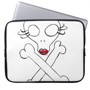 Capa Para Notebook Crânio Alien Feminino Fofo Ossos Cruzados
