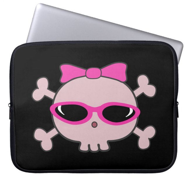 Capa Para Notebook Crânio cor-de-rosa bonito dos desenhos animados (Frente)