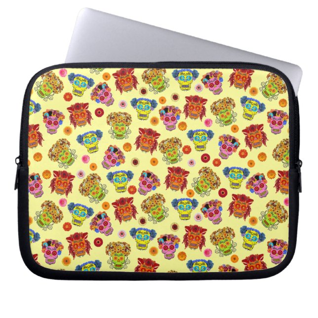 Capa Para Notebook Cranio de Açúcar Floral (Frente)