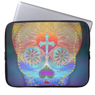 Capa Para Notebook Crânio do açúcar com fundo colorido arco-íris